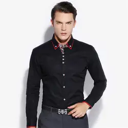 Весна осень Мужская рубашка 100% хлопок мульти-пряжка дизайн Брендовые повседневные рубашки M70168 S-4XL