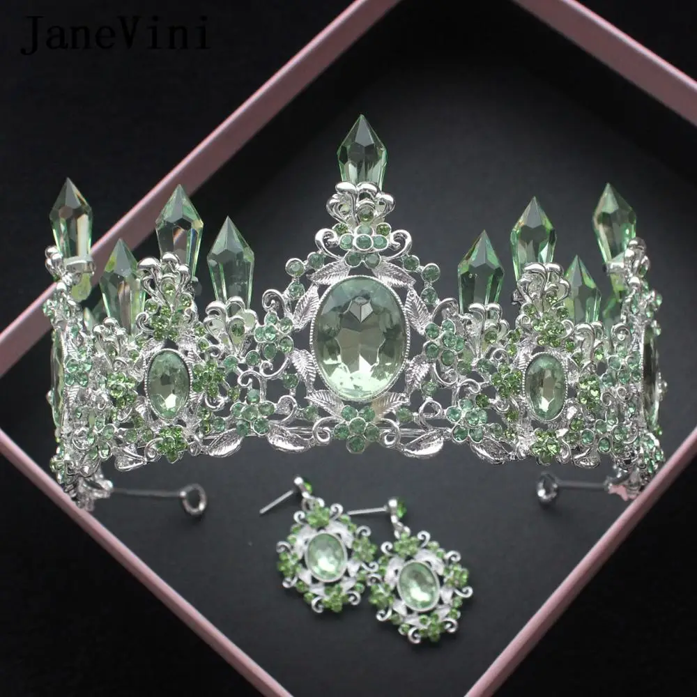 

JaneVini Luxury Baroque Crystal Wedding Tiaras and Crowns Retro Handmade Rhinestone Headdress Wedding Jewelry Hair Accessories