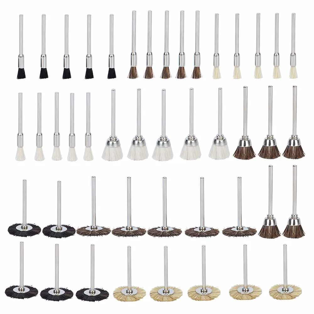 45Pcs Assorted Mini 3mm Shank Nylon Cup Flat Pen Brush Die Grinder