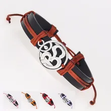 Античное серебро 3D подвеска-ом Braclet мала-Йога Chak PU кожаные браслеты ручной работы модные ювелирные изделия любовник рождественский подарок