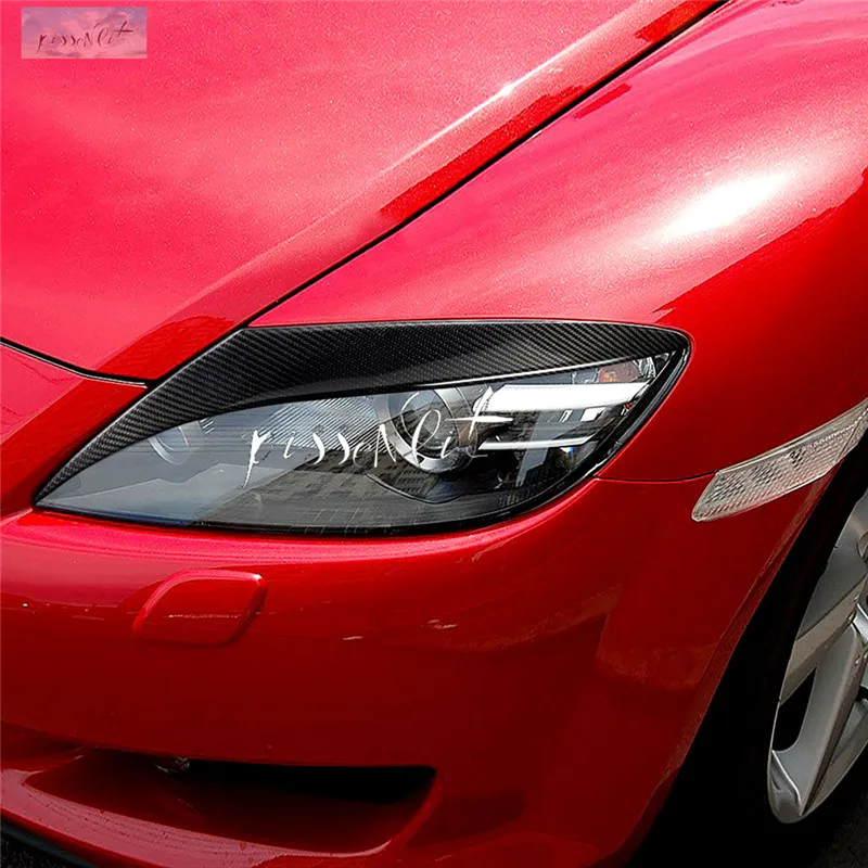 FANFAUTO Carbon Fiber Headlight Cover Eyelids Eyebrows for Mazda RX 8 RX8 MK2 2009-2012 