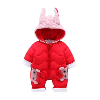 

High quality baby cotton romper Winter baby girl clothes Hooded Cartoon Warm Thick clothing windproof Newborn bebe kids outfit