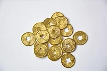 100PCS 24mm Golden Chinese Ancient Feng Shui Lucky Coin Good Fortune Emperors Antique Wealth Money For Collection Gift