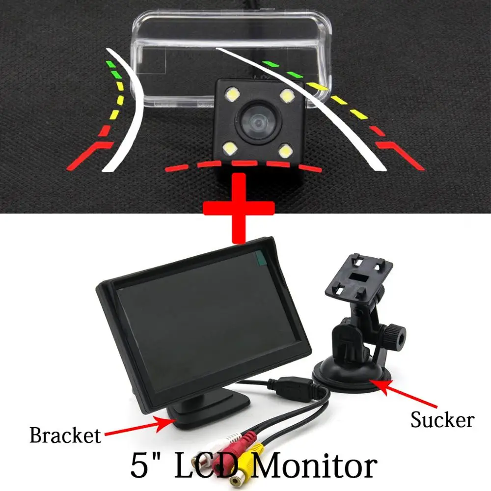 Для peugeot 207 307 Seda 307SM 407 Citroen DS4 C2 C4 C5 автомобиля динамическая траектория движения заднего вида Камера резервного копирования " монитор парковки - Название цвета: Camera 5 inch LCD