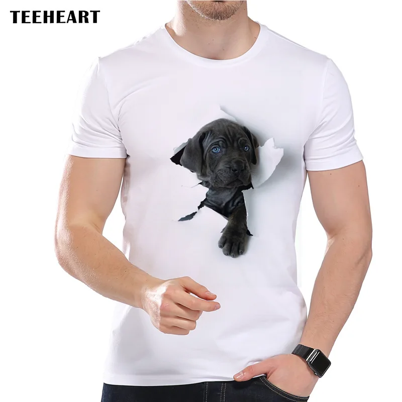 TEEHEART Лето 2017 г. Супер милый 3D собака дизайн футболка для мужчин забавные животные
