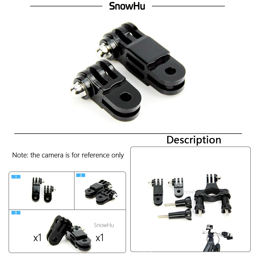 SnowHu аксессуары для Gopro прямые соединения Gropro Hero 9 8 7 6 5 4 sjcam xiaomi yi EKEN экшн камеры