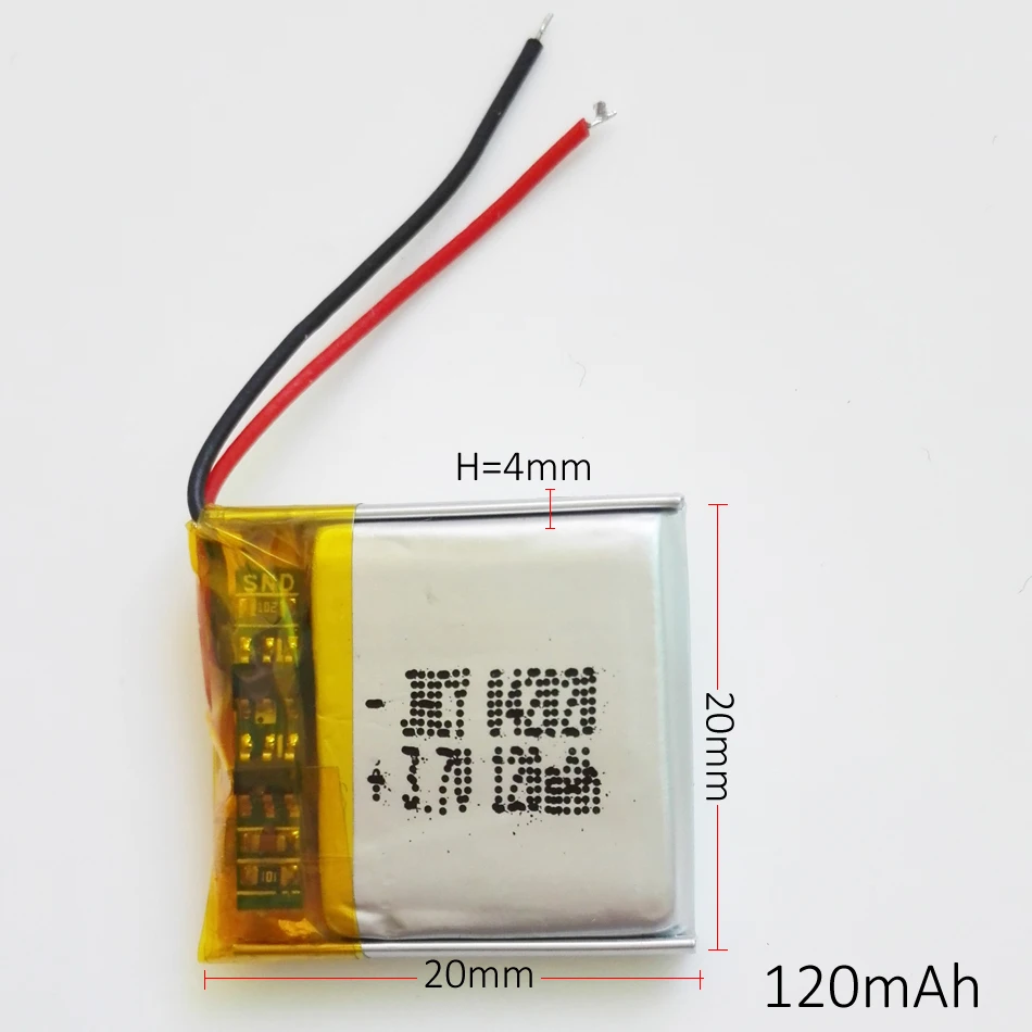 

2 pcs 120mAh 3.7V 402020 Lithium Polymer LiPo Rechargeable Battery power Cells For Mp3 DVD bluetooth headphone Smart watch MP4