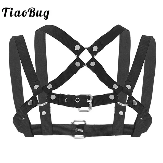 Best Product TiaoBug Men X-Shape Elastic Chest Muscle Metal Rings Harness Hot Sexy Straps Crop Top Fancy Club Party BDSM Bondage Belt Costume