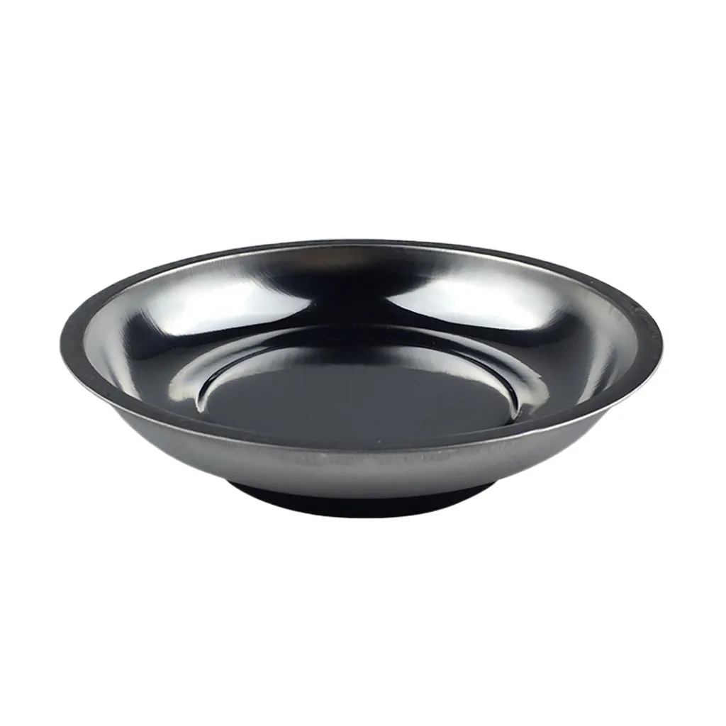 

Round Magnetic Parts Tray Bowl Dish Stainless Steel Garage Holder Tool Organizer pvc bottom prevent from being scratchet W30704