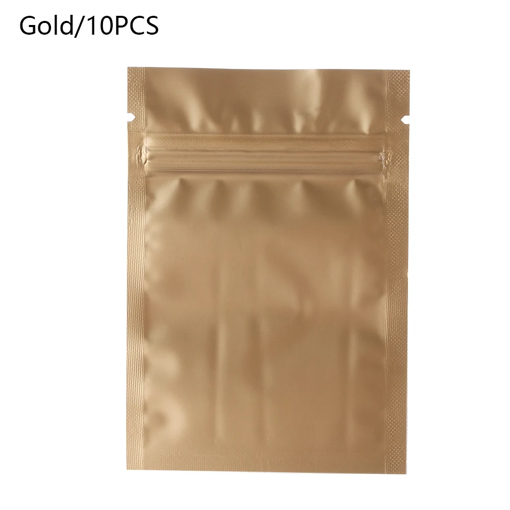 8/10/30 шт 7,5x10 см красочные нагреваемый уплотненный Алюминий Фольга Ziplock мешки на плоской подошве замка застежка-молнии в розницу посылка сумка для конфет и чая Еда Пластик сумки - Цвет: Gold-10PCS