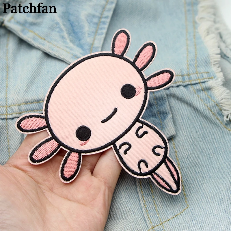 Patchfan Happy Axolotl аппликация нашивки наклейки для шитья рубашка сумка Одежда para куртка одежда значки железные на футболке A2093