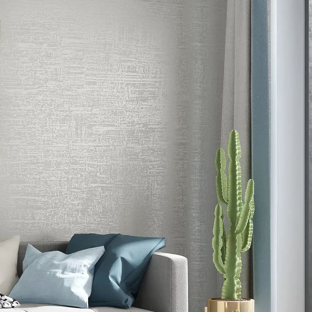 Modern Textured Wallpaper White Grey Beige Solid Color Wall Paper