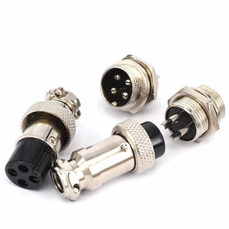 5 Pairs/Set GX16 Male Female Aviation Panel Connector 4 Pins Metal