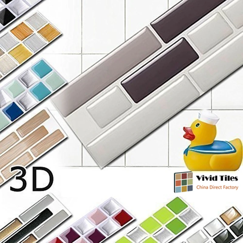 Vividtiles дерево эффект самостоятельно adhsible Декор обои 3d ванная комната и кухня Водонепроницаемая Мозаика DIY плитка наклейка-6 листов