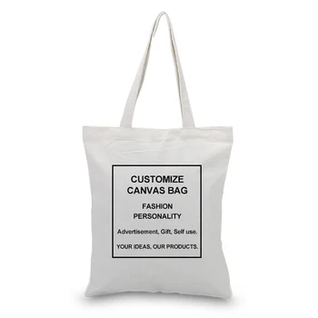 

Custom Canvas Tote Bag Print Logo Text Daily Use Handbag Eco Ecologicas Reusable Shopping Bag Recycle Large Capacity