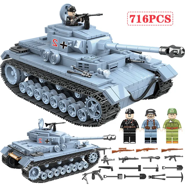$US $24.99  716 PCS Technik Military Tank Building Blocks Compatible Legoed Army City WW2 Soldier Police Weapon