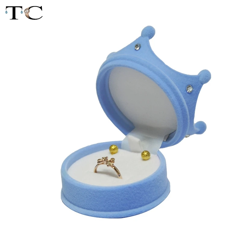 Модные свадебные кольца подарочной коробке принцессы 10 шт./лот Корона шкатулка в форме косметический Чехол Серьги подвеска хранения