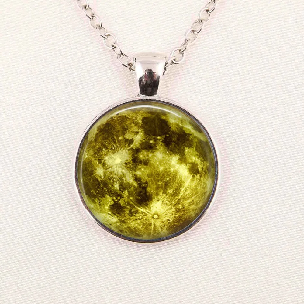 

8 different Blue Mint green moon necklace full moon jewelry, moon pendant, lunar Space moon
