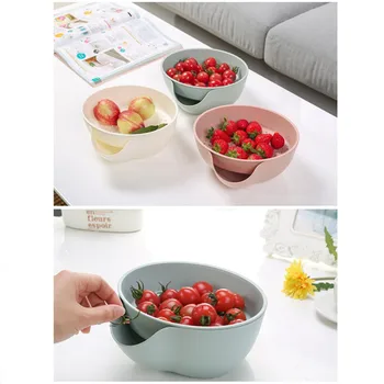 

2 in 1 Multi-use Drain Basin Storage Box Double Lek Fruit Tray Plate Snack Fruit Plate Creative Modern Fruit Bowl Basin Plate