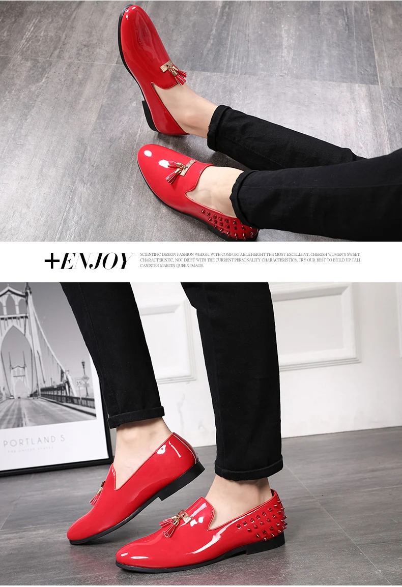 Mens Casual Shoe Wedding Mens Shoes Casual Slip On Red Waterproof Luxury Men Loafers Shoes Gold Fashion Party Shoe Men Plus Size (4)