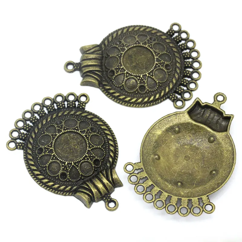 Разъемы DoreenBeads из цинкового металлического сплава круглые античной бронзы с
