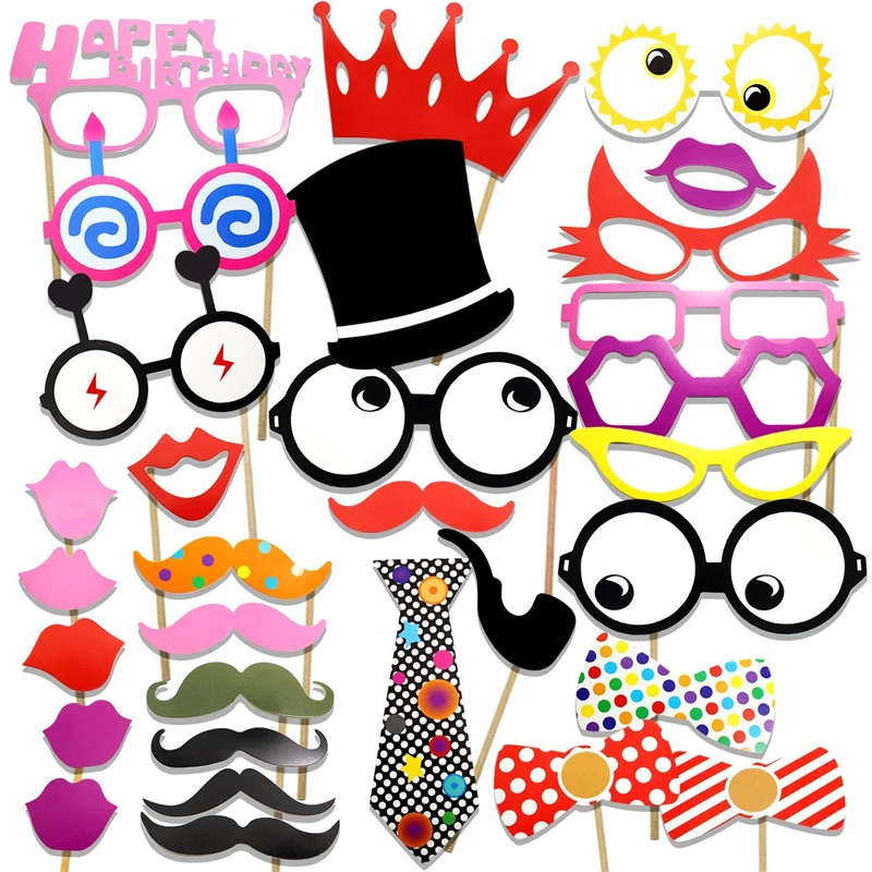 

33PCS Photo Booth Bachelorette Party favor Wedding gift birthday Decor Moustache kids fun mask PhotoBooth Prop Party Supplies