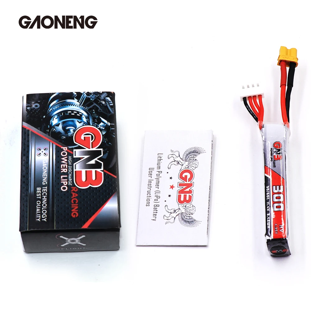 2 шт Gaoneng GNB 300mAh 3S 11,4 V 30C/60C HV Lipo батарея XT30 разъем для полноскоростного TinyLeader whoop3S Дрон RC FPV части дрона