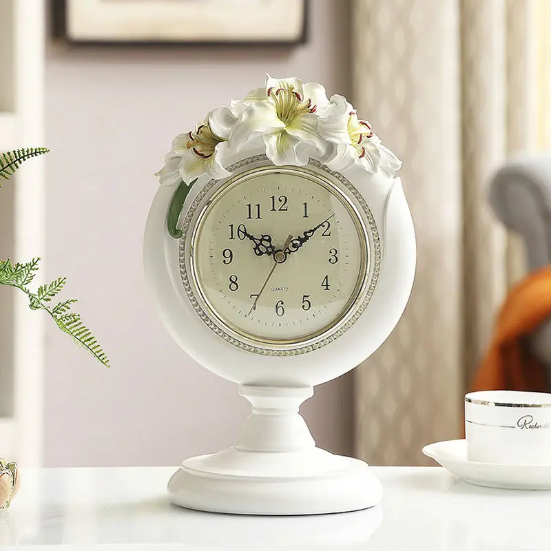 Download European Large Display Digital Lilies Desk Clock, Silence Table Clock,6 Inch Dial,White/Pink for ...