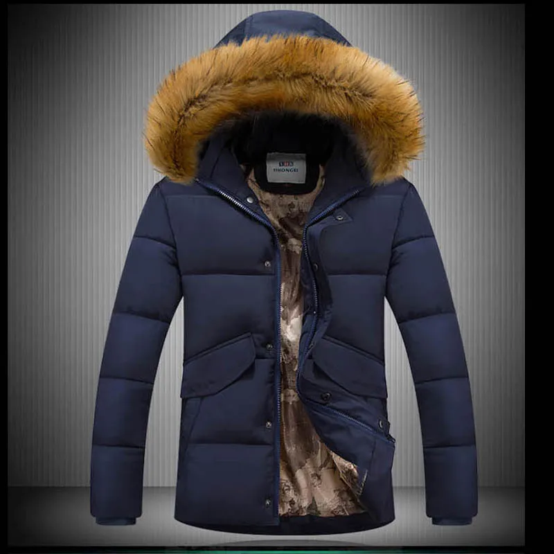 

2016 Men Coat Parkas Jacket Men's Casual Fashion Slim Fit Large Size Cotton Down Coat Winter Thickening Cotton Down Coat Men