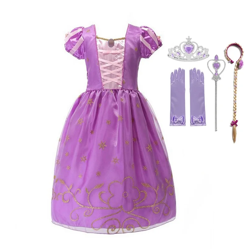 Dresss Set 04 Нарядный костюм принцессы Рапунцель для девочек; детские сказочные костюмы для костюмированной вечеринки; детская одежда для Хэллоуина, дня рождения, фэнтези - Цвет: Dresss Set 04