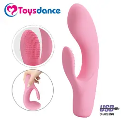 Toysdance чистого силикона кролика вибратор для Для женщин женская мастурбация вибрационный дилдо Вибраторы взрослых Секс-игрушки оргазм Vibe