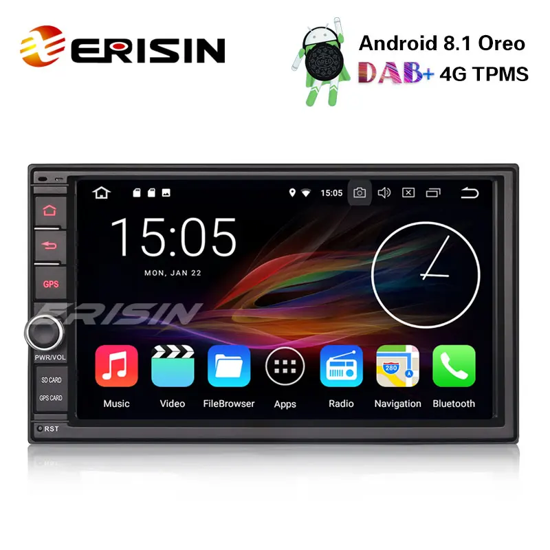 Erisin ES3641U " двойной Din DAB+ 4G Android 8,1 автомобильный стерео WiFi DVR DTV OBD SatNav Bluetooth радио