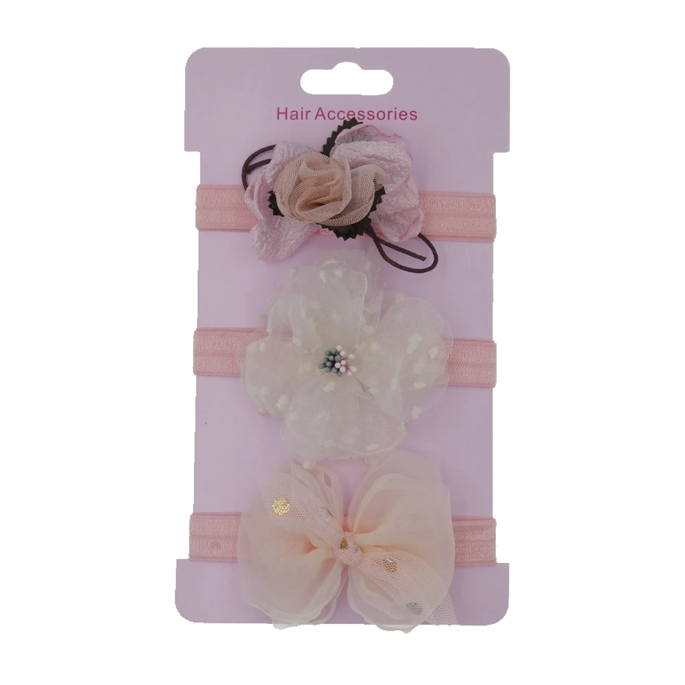 

3pcs Baby Mesh Flower Headbands for Girls Hair Accessories Bows Turban headband headwear Skinny Stretchy children Hair Band