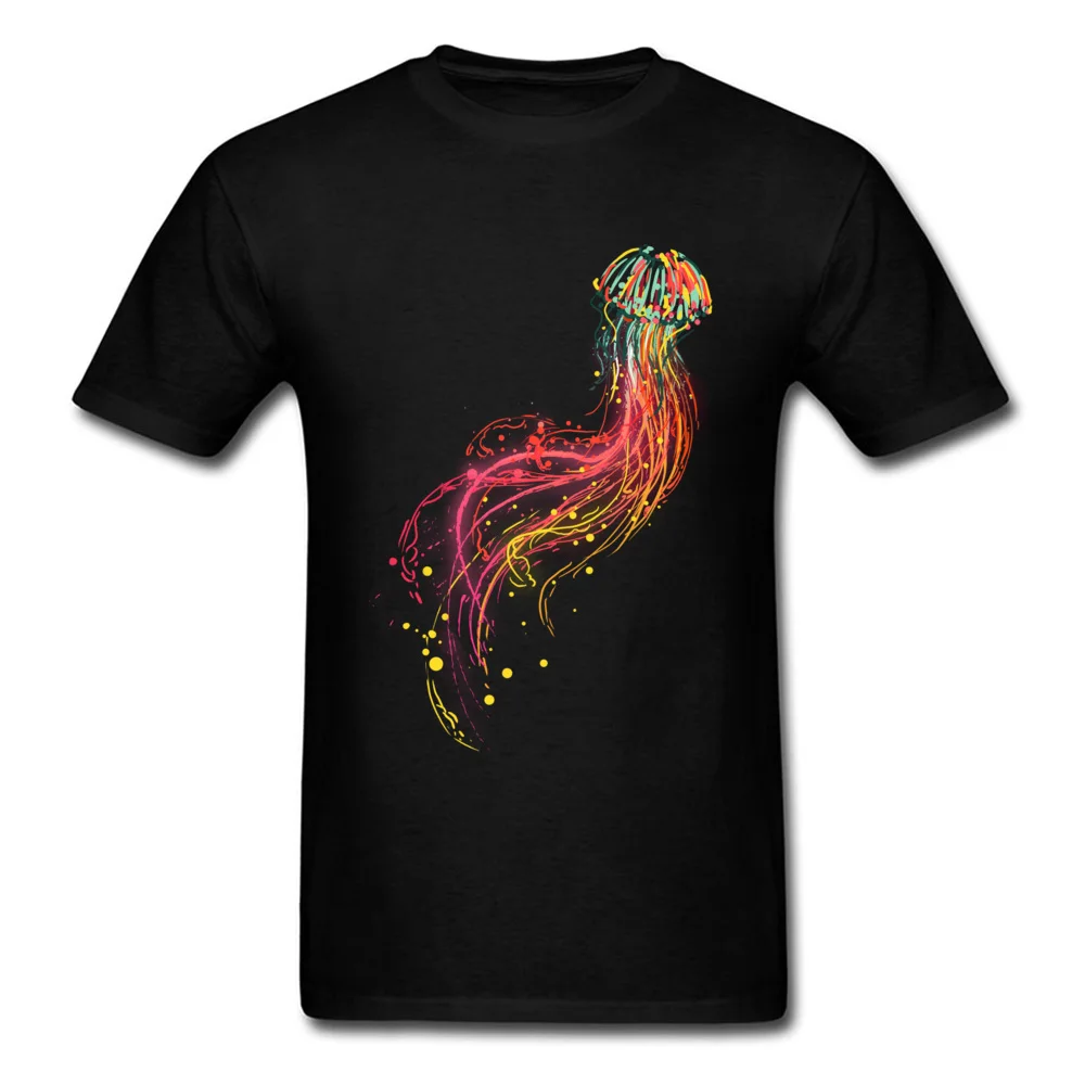 Neon Jellyfish Prevalent Mens Top T-shirts Round Neck Short Sleeve Pure Cotton T Shirt Printed T-shirts Free Shipping Neon Jellyfish black