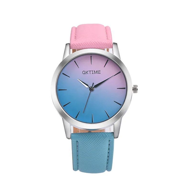 

Hot Marketing relogi Retro Rainbow Design Faux Leather Band Analog Alloy Quartz Wrist Watch Free shipping relogio feminino