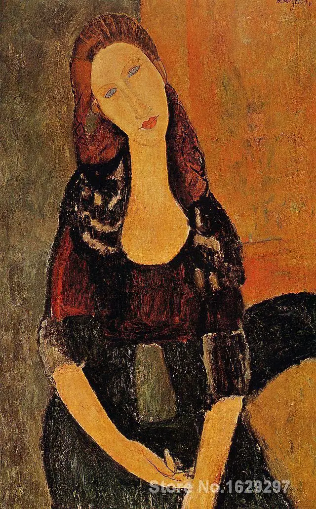 

Modern painting abstract Portrait of Jeanne Hebuterne3 by Amedeo Modigliani High quality Hand painted