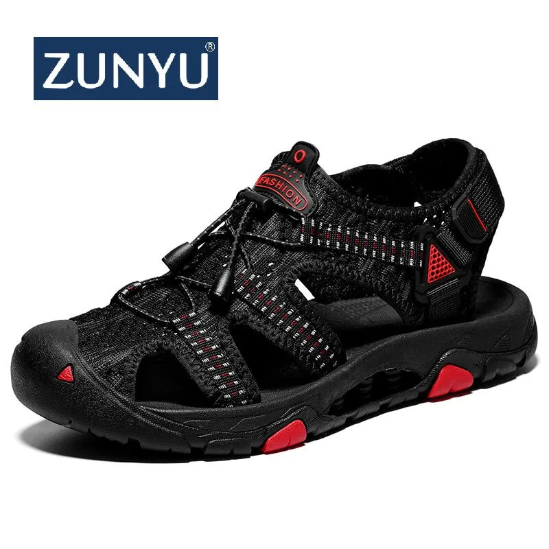 

ZUNYU 2019 Summer Fly Woven Outdoor Men's Sandals Shoes For Male Casual Shoes Walking Beach Sandalias Fashion Water Sneakers