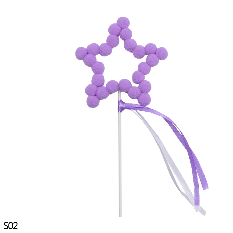 3/5 комплектов, плюшевые шарики, топпер для торта, звезда, сердце, в форме десерта, топперы для свадьбы, дня рождения, вечеринки, украшения для выпечки, флажки для торта, принадлежности 7z - Цвет: S02