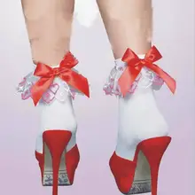 Сексуальные носки для девочек; ; носки с вышитыми сердечками; 3S8136; новые модные носки с рюшами и бантом