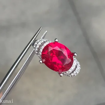 

KJJEAXCMY fine jewelry 925 Silver ruby red corundum ring with two colors to choose from.a