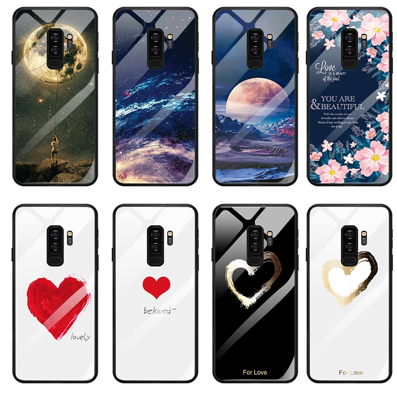 

Phone Case For Samsung Galaxy S9 S8 Plus Note 8 9 Case Silicon Back Tempered Glass Starry Sky For Samsung S9 Note8 Cases Cover