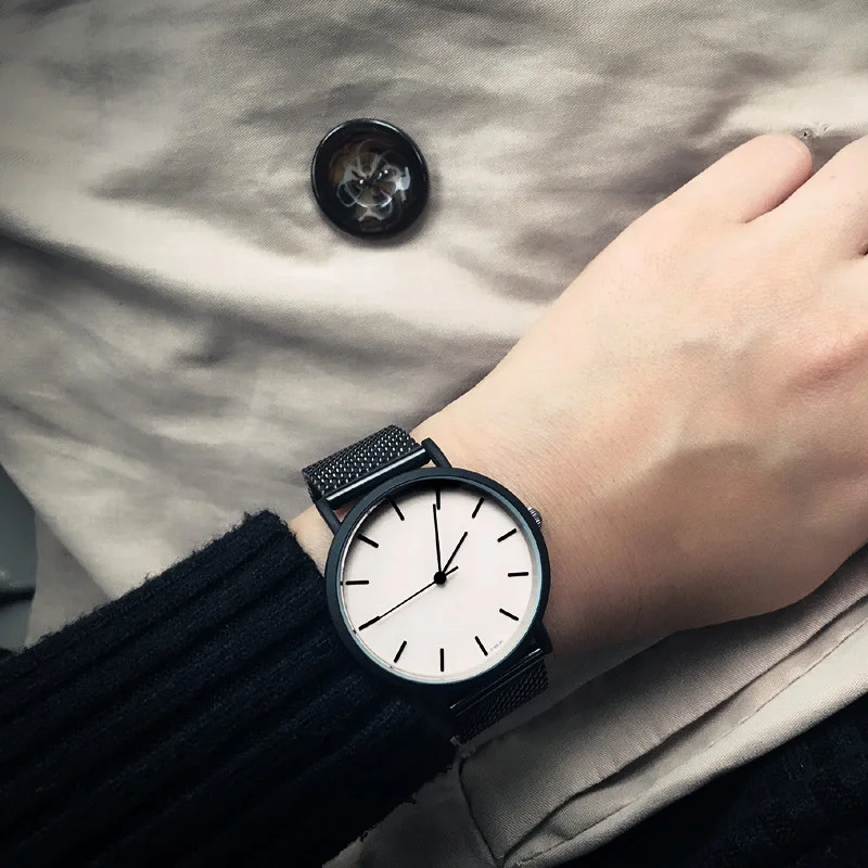 Enmex cool style men wristwatch Brief vogue simple stylish Black and white face leathe  quartz clock fashion watches for mens 5