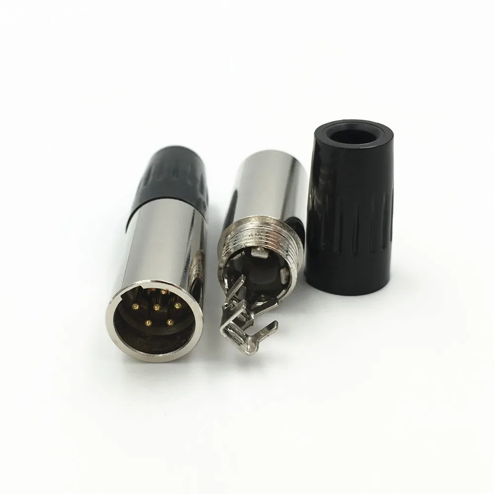 1 шт. Высокое качество Mini XLR 3 4 5 6 Pin штекер маленький XLR Аудио Микрофон Разъем для пайки микрофона прямой