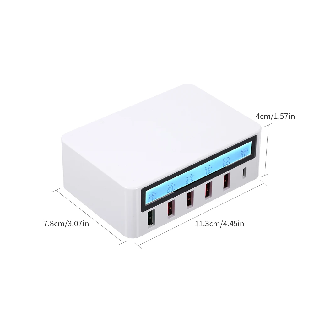 Smart Charging Station with 6 Ports LCD USB Charging Dock QC3.0 Fast Charging Universal Compatibility Charging Station for Family and Office Use