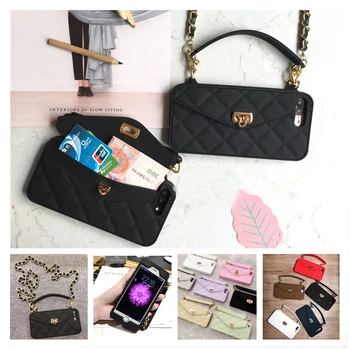 

Wallet Case For iPhone 11 Pro Max SE 2020 XR X 10 8 7 6s 6 Plus XS Max Soft Silicone Cards Handbag Purse Phone Cover Long Chain