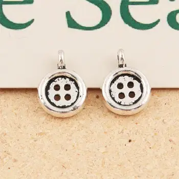 

50Pcs Silver Color Clothes Buttons Charms Sewing Machine Pendant Findings Crafts Bracelet Handmade Supplies 13x10mm A386