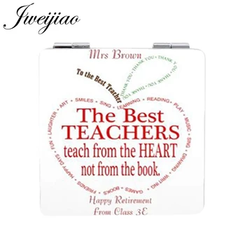 

JWEIJIAO teachers are our future art Mini Hand Mirror teacher's day PU Tools Accessories Makeup mirrors 1X/2X Magnifying FQ458