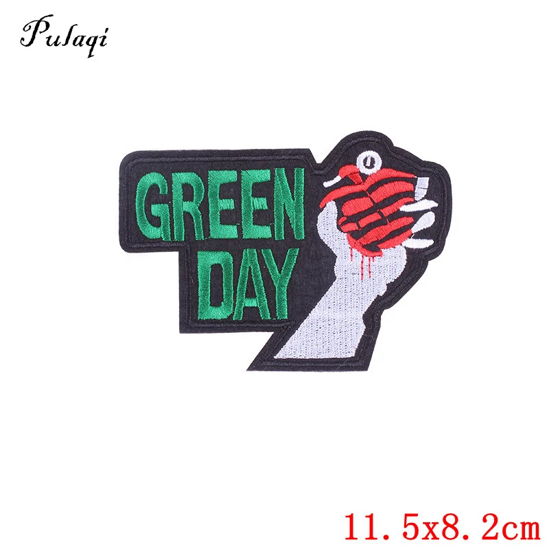 

Pulaqi Green Day Embroidered Iron On Patches Sewing Applique Badge For Clothing Apparel Garment Decoration DIY Accessories D