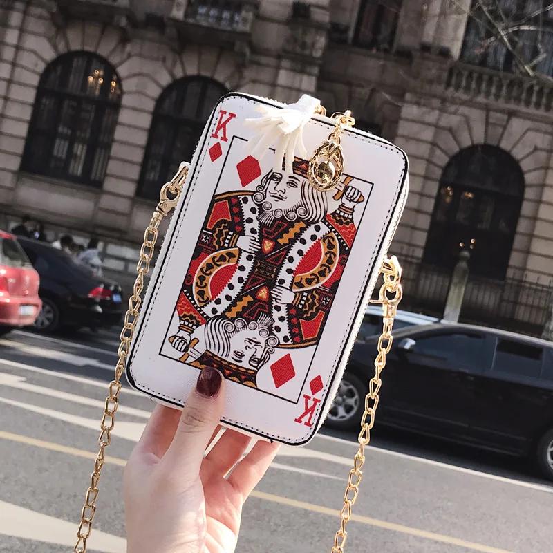 Funny Playing Cards Crossbody Bag Cute Poker Women Leather Bags PU