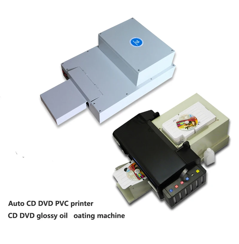 Cheapest auto CD DVD PVC printer with 1 set glossy oil coating machine Doggy for saleprinters